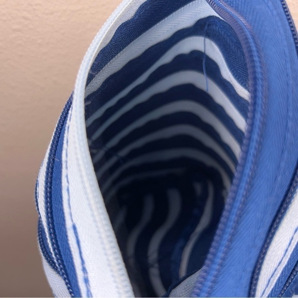 ZIP IT BRAND BACKPACK BLUE STRIPE PASTEL LIGHTWEIGHT TRAVEL - Picture 8 of 9